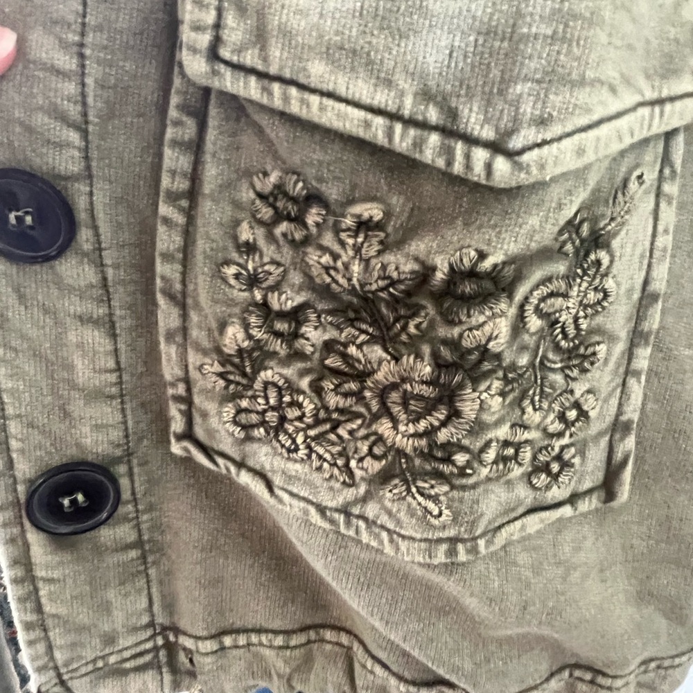 Large Olive Button Down Sweatshirt - image 2